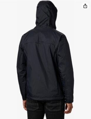 Regenjacke Columbia Herren: Omni-Tech, versiegelte Nähte, leicht, verstellbare Kapuze, platzsparend verstaubar, 100% Nylon.