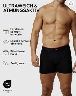 Komfortable Bambus Boxershorts: Weicher Bund, antibakteriell, atmungsaktiv, figurbetont, 6er Pack von DANISH ENDURANCE.