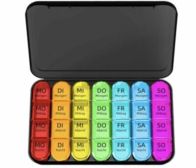 Doruimi Tablettenbox 7 Fächer für 7 Tage farblich unterteilt