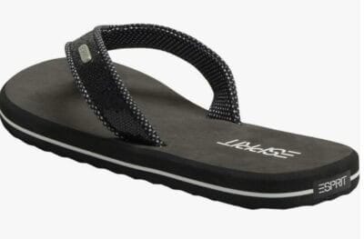 ESPRIT Damen Flipflop Schwarz mit Glitzerriemen