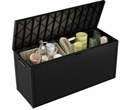Garten Aufbewahrungsbox mit offenem Deckel 