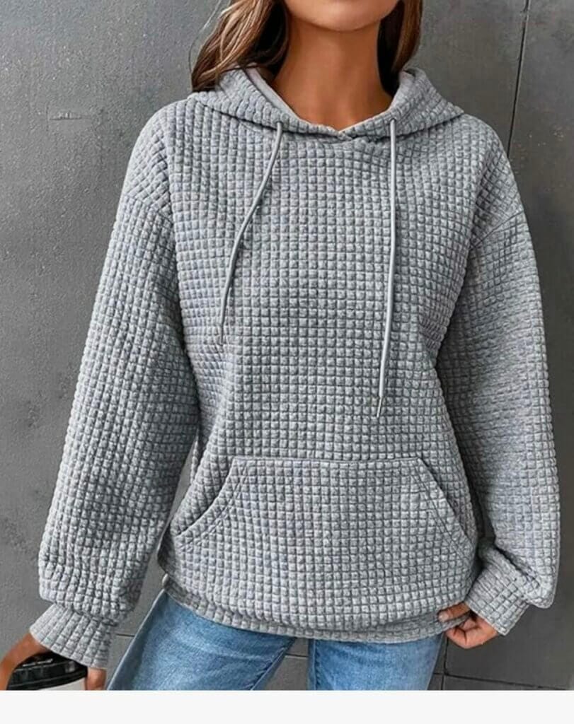 Generisch Damen Waffelstrick Kapuzenpullover – 70% Rabatt