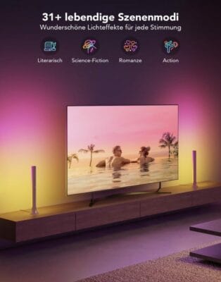 Govee RGBIC LED Lightbar: Stimmungsvolle Beleuchtung, Alexa-kompatibel, 16 Millionen Farben, 3 Platzierungsoptionen, ideal für TV.