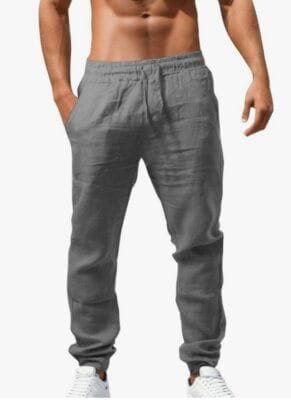 Herren Leinenhose Sommerhose grau