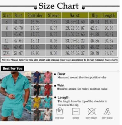 TIMELYE Herren Sommer Outfit Größenchart