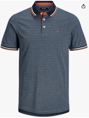 Komfort und Stil: JACK & JONES Male T-Shirt, Denim Blue, pflegeleicht, klassische Polo-Kragenform.