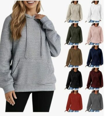 Damen Kapuzenpullover mit Waffelstruktur