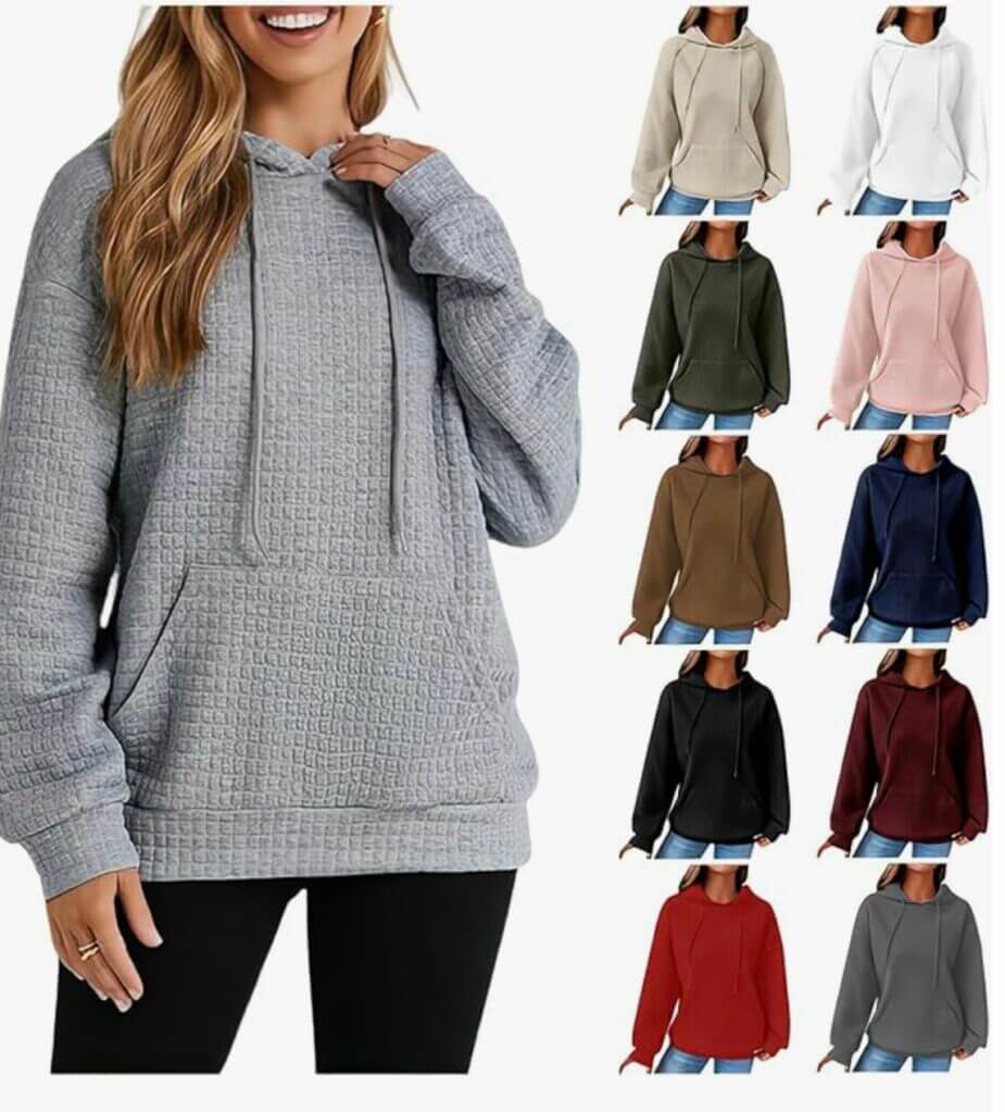 Damen Kapuzenpullover mit Waffelstruktur – 50% Rabatt