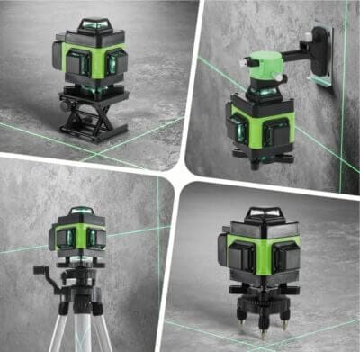 Präzise Nivellierung mit Weytoll Kreuzlinienlaser: 4x 360° Linien, selbstnivellierend, langlebige Akkus, drahtlose Steuerung.
