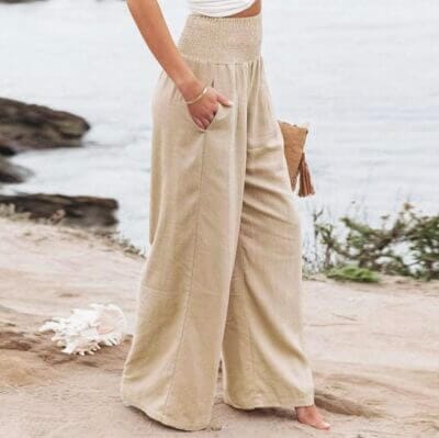 Leinenhose Damen Sommer: Leicht, bequem, elegant. Perfekt für Freizeit, Yoga und Strand. Mit Taschen.
