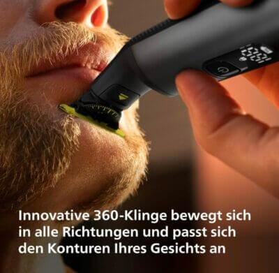 Philips OneBlade Pro360: Präzise Rasur, 360-Grad-Klinge, 14 Längeneinstellungen, für Bart und Körper.