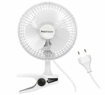 Pro Breeze Tischventilator: Kompakte Größe, einfache Befestigung, verstellbar, ideal für Schlafzimmer und Growzelt.