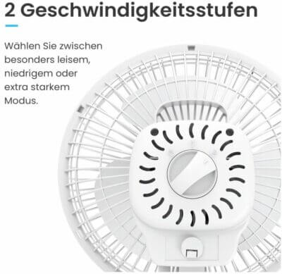 Pro Breeze Mini Ventilator: 360-Grad-Rotation, 2 Geschwindigkeiten, starker Clip, ideal für Büro und Zuhause.