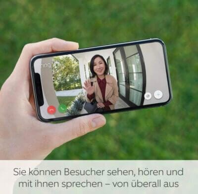 Ring Videotürklingel mit Echo Pop: 1080p HD-Video, Bewegungsmelder, Alexa-kompatibel, einfache Installation.