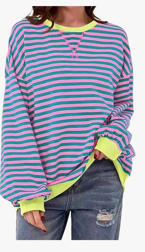 Gestreiftes Langarmshirt für Damen – 50% Rabatt