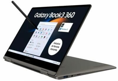 Erlebe brillante Farben: Samsung Galaxy Book3 360, Full HD Touchscreen, Intel i7, 16GB RAM, 512GB SSD.