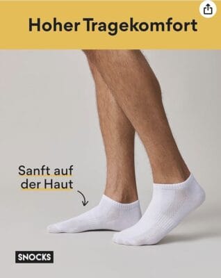 Bequeme Sneaker Socken von Snocks: 6er Set, Anti-Loch-Garantie, Größen 35-54, trockene Füße, geruchsfrei.