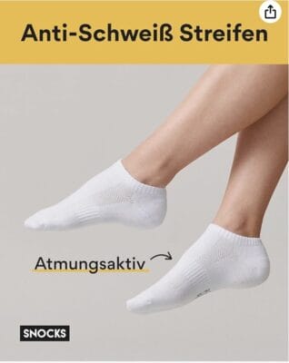 Snocks Sneaker Socken: 6er Set, Baumwolle, Antischweiß-Streifen, Anti-Loch-Garantie, bequem, für Sport und Alltag