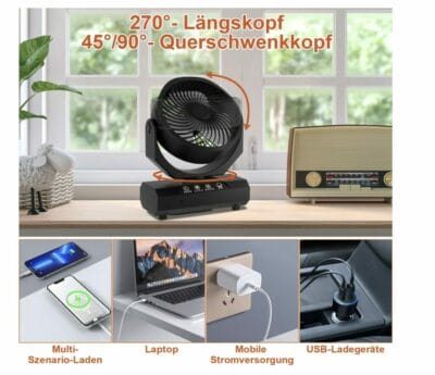 Hol Dir jetzt den Fiqops Camping Ventilator und genieße die perfekte Kombination aus frischer Luft und heller Beleuchtung! 