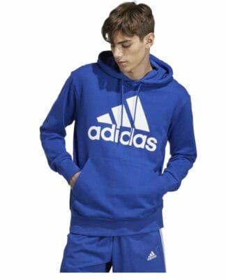 adidas Herren Hoodie in blau getragen von einem männlichen Model