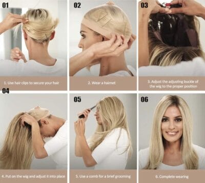 Blonde Langhaar Perücke, auch für Anfänger mit leichtem aufsetzten 