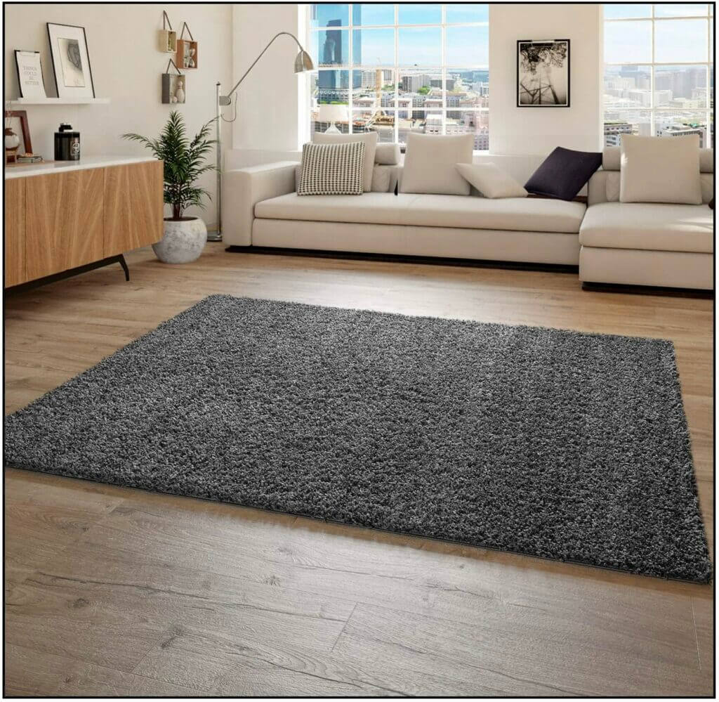 Paco Home Hochflor Teppich in Anthrazit 160x220cm – 55% Rabatt
