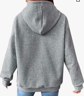 Grauer Strick Hoodie mit Kapuze 