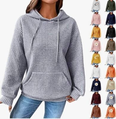 Hochwertiger Strick Hoodie in grau 