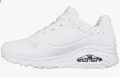 Skechers Damen UNO Stand On Air Sneakers in weiß mit Luft gepolsterter Zwischensohle