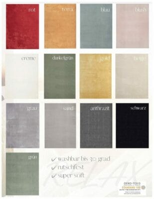 the carpet Relax Kurzflor Teppich Farbauswahl