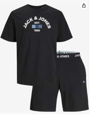 JACK & JONES Herren Jactheo Ss Tee and Shirt & Shorts Set in schwarz
