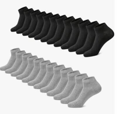 FALARY Sneaker Socken Damen und Herren Sportsocken 12 Paar grau schwarz