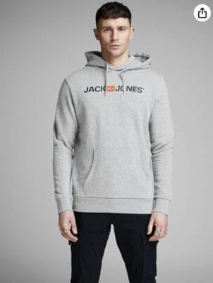 Stylischer JACK & JONES Hoodie: Weiche Baumwollmischung, gerippte Bündchen, Markenprint, pflegeleicht, maschinenwaschbar.