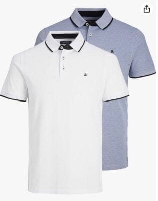 Stilvolle Alltagsmode mit JACK & JONES: 2er-Pack Polo-T-Shirts, 100% Baumwolle, komfortable Passform, pflegeleicht.