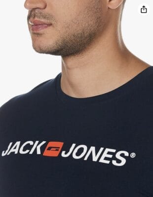 JACK & JONES T-Shirt: Slim Fit, 100% Baumwolle, Navy Blazer, Rundhals, Marken-Print, maschinenwaschbar.