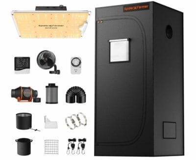 Perfekte Indoor-Gartenlösung: Spider Farmer Growzelt-Komplettset, vollspektrale LED, energiesparend und einfach aufzubauen.