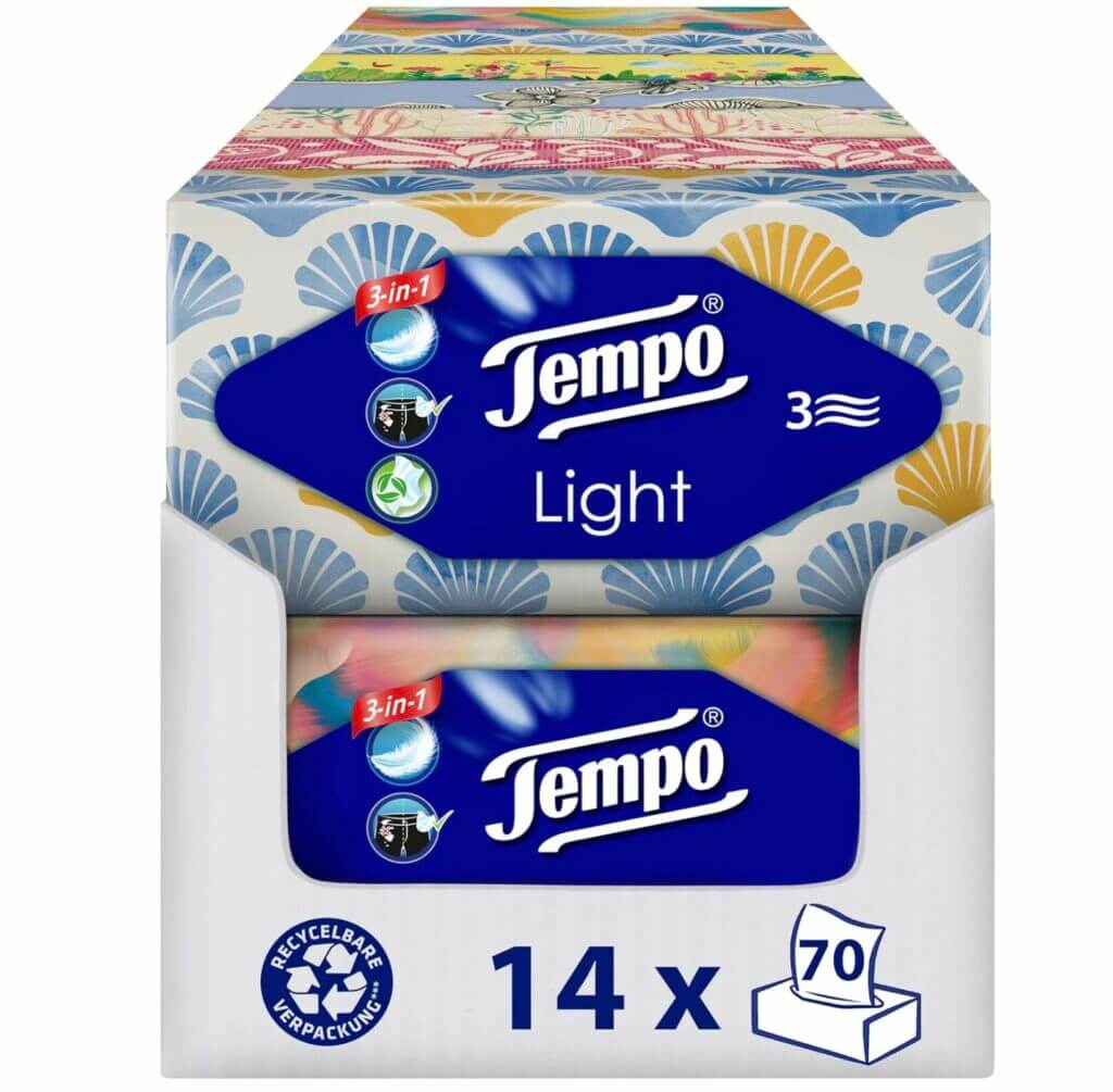 Tempo Light Box Taschentücher 14 x 70 Stück – 46% Rabatt