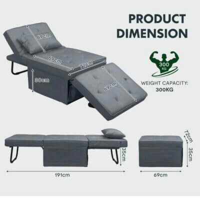 Schlafsessel mit Hocker Produkt Abmessungen