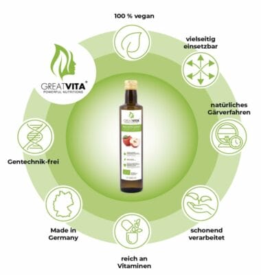 GreatVita Bio Apfelessig, naturtrüb & ungefiltert mit Essigmutter Vorteile