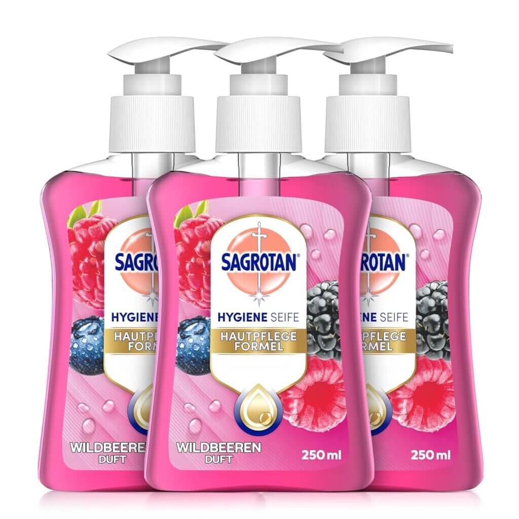 Sagrotan Handseife Brombeere und Waldfrüchte (3 x 250 ml) – 30% Rabatt
