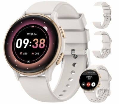 Stilvolle AIMIUVEI Damen Smartwatch: 1,27" Display, Gesundheitsüberwachung, lange Akkulaufzeit, wasserdicht, kompatibel mit iOS/Android.