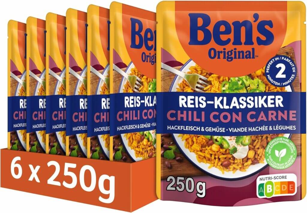 Ben’s Original Fertiggericht Reis Klassiker Chili COon Carne – 54% Rabatt