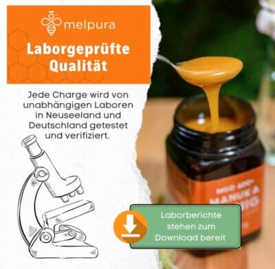 MELPURA Manuka Honig MGO 400+: Hochwertig, 100% aus Neuseeland, verifizierte Herkunft und Laborgeprüft.