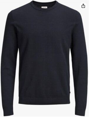 Herren Strickpullover in Navy Blazer – komfortabel, stilvoll, kleine Denim-Details, perfekte Passform.