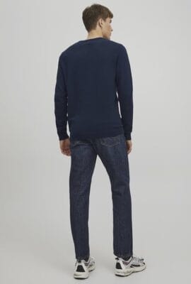JACK & JONES Herren Strickpullover – Navy Blazer, Slim Fit, bequeme Baumwolle, vielseitig kombinierbar.