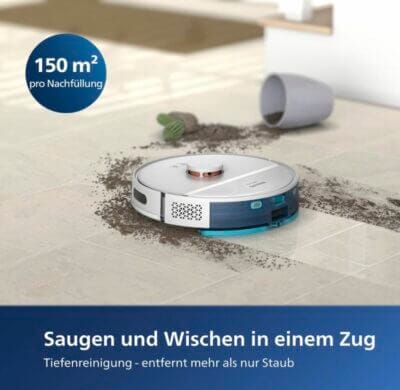 Entdecke Philips Homerun Serie 3000 Saugroboter: 4.000 Pa, Lasernavigation, wischt und saugt in einem Durchgang.