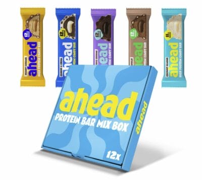 ahead Protein Riegel Mix Box - 20% Rabatt 4 Zuckerfreier Protein Snack: ahead Riegel, 11-12g Eiweiß, cremiger Genuss nach dem Sport!