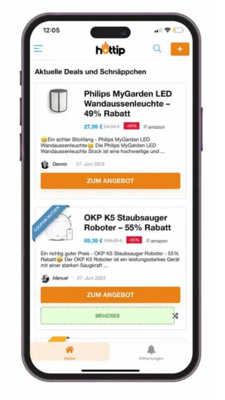 Kostenlos die Hottip Schnäppchen App