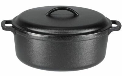 Vielseitiger Schmortopf aus Gusseisen, 6,62 Liter, optimal für jede Kochfläche, handwaschbar, langlebig und robust.