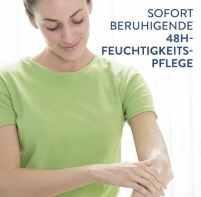 Pflegen Sie empfindliche Haut mit Cetaphil: 48 Stunden Feuchtigkeit, beruhigt und schützt, dermatologisch entwickelt.